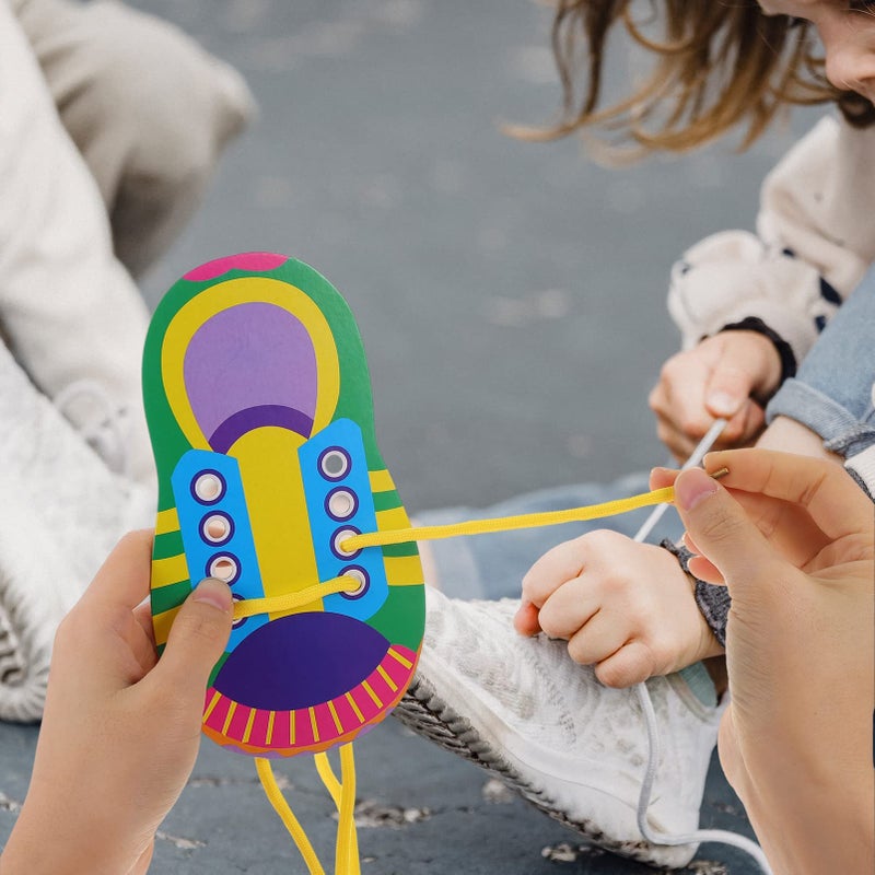 NUOBESTY Shoelace Threading Teaching Toys Learn to Tie Shoelaces Toy Kids Toddlers Fine Motor Skills Toy Early Educational Toys, 5 Sets - Image 5